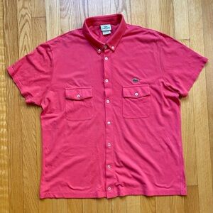Lacoste Alligator Men’s Short Sleeve Dress Shirt Slim Fit 7 XL Pink Solid